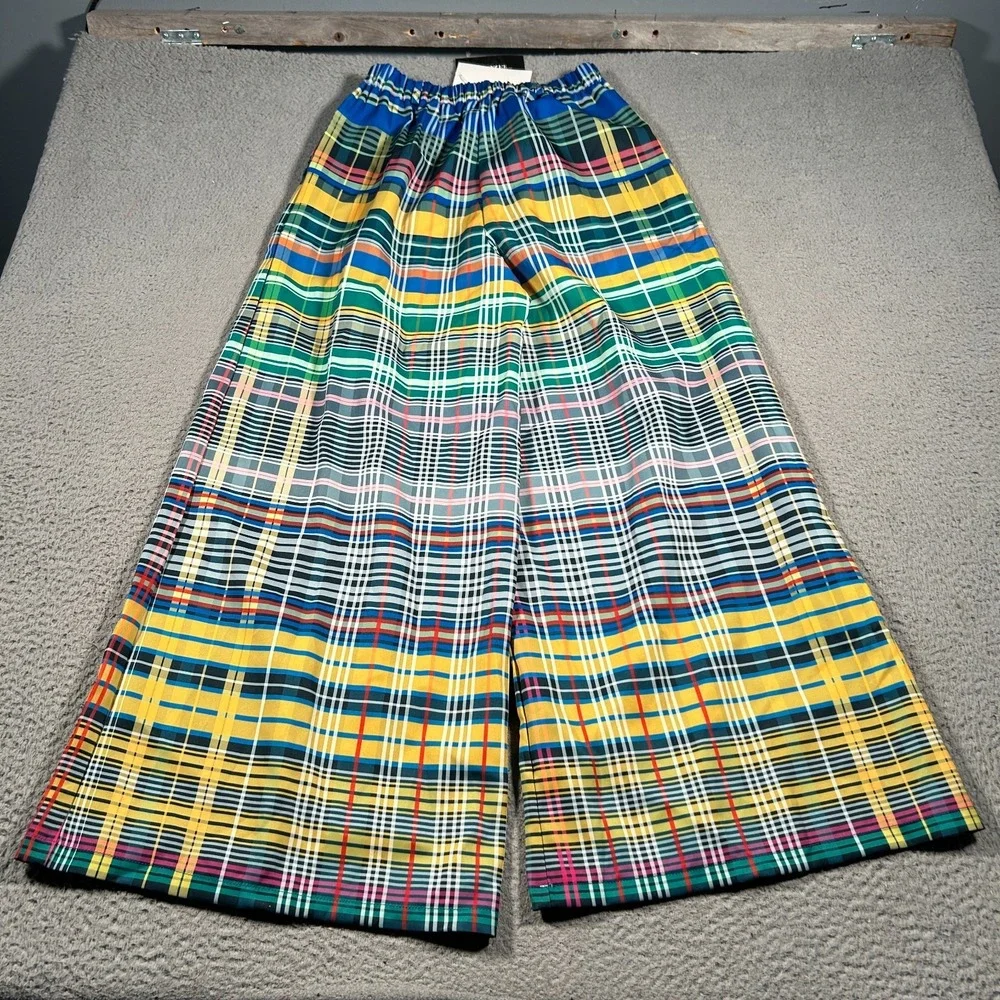 Uoozee Pants Womens 26x28.5 Multicolor Plaid Pleated High Rise Wide Leg Casual - Picture 2 of 9